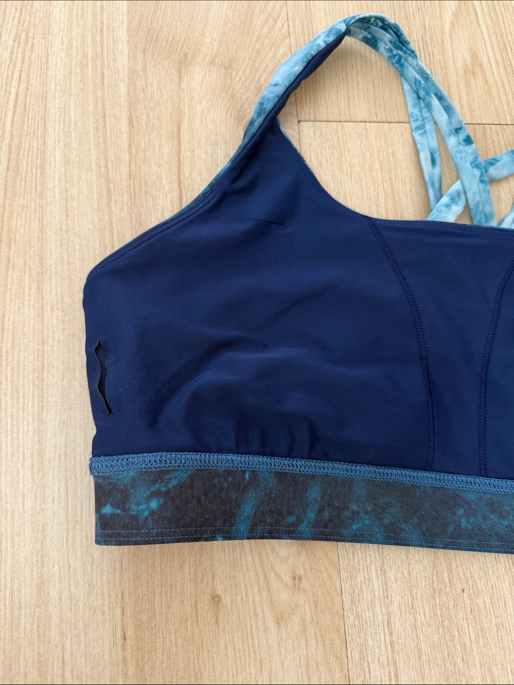Women’s Strappy Sports Bra - Teal/Black - Picture 4 of 4